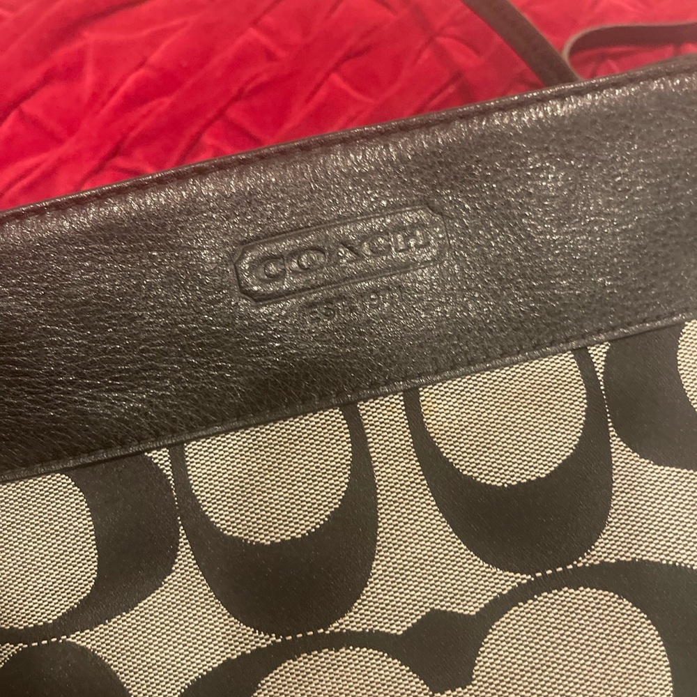 Coach Black Leather Bag with Light Blue Lining